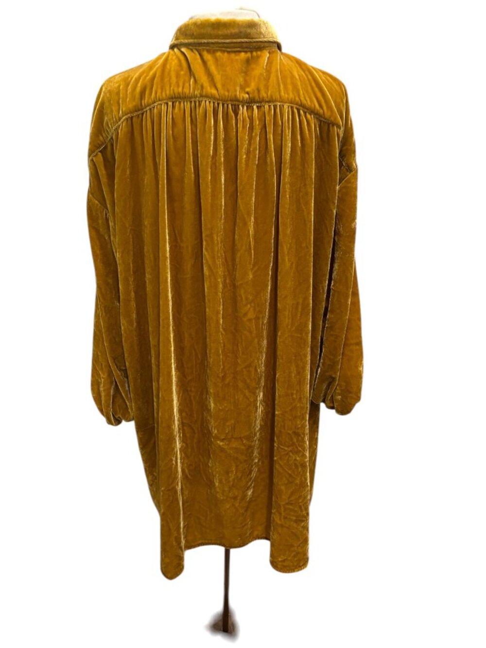 Free People Velvet Oversized Tunic Shirt Gold Mustard Boho Small S - Picture 4 of 11